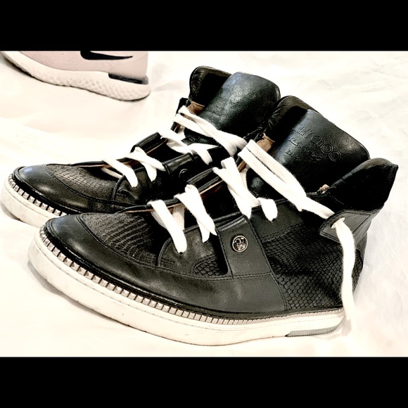 JIMMY CHOO black leather high top for men size 43 - Picture 1 of 5